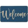 Artoid Mode Green Welcome Spring Doormat, Home Summer Decor Switch Rug Door Mat Floor Mat 17×29 Inch(Blue Welcome)