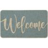 Artoid Mode Green Welcome Spring Doormat, Home Summer Decor Switch Rug Door Mat Floor Mat 17×29 Inch(Blue-1 Welcome)