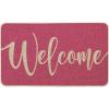 Artoid Mode Green Welcome Spring Doormat, Home Summer Decor Switch Rug Door Mat Floor Mat 17×29 Inch(Pink Welcome)