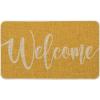 Artoid Mode Green Welcome Spring Doormat, Home Summer Decor Switch Rug Door Mat Floor Mat 17×29 Inch(Yellow Welcome)