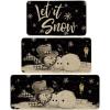 Artoid Mode Grey Let It Snow Snowflake Snowman Winter Kitchen Mats Set of 2, Christmas Decor Low-Profile Kitchen Rugs for Floor – 17×29 and 17×47 Inch(Black)
