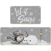 Artoid Mode Grey Let It Snow Snowflake Snowman Winter Kitchen Mats Set of 2, Christmas Decor Low-Profile Kitchen Rugs for Floor – 17×29 and 17×47 Inch(Grey)