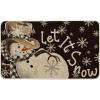 Artoid Mode Grey Snowflakes Snowman Let It Snow Winter Doormat, Christmas Home Decor Low-Profile Switch Rug Door Mat Floor Mat for Indoor Outdoor 17×29 Inch(Black)