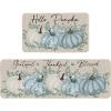 Artoid Mode Hello Pumpkin Eucalyptus Fall Kitchen Mats Set of 2, Thanksgiving Home Decor Low-Profile Kitchen Rugs for Floor – 17×29 and 17×47 Inch(Blue)