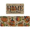 Artoid Mode Home Sweet Home Turkey Pumpkin Thanksgiving Kitchen Mats Set of 2, Home Decor Low-Profile Kitchen Rugs for Floor – 17×29 and 17×47 Inch