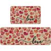 Artoid Mode Love Heart Valentines Kitchen Mats Set of 2, Home Decor Low-Profile Kitchen Rugs for Floor – 17×29 and 17×47 Inch