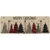 Artoid Mode Merry Christmas Trees Christmas Decorative Doormat Black, Seasonal Winter Xmas Holiday Low-Profile Floor Mat Switch Mat for Indoor Outdoor 17 x 29 Inch(Beige)