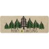 Artoid Mode Merry Christmas Trees Christmas Decorative Doormat, Seasonal Winter Christmas Holiday Low-Profile Floor Mat Switch Mat for Indoor Outdoor 17 x 29 Inch(Green)