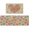 Artoid Mode Multicolor XOXO Love Heart Valentines Kitchen Mats Set of 2, Home Decor Low-Profile Kitchen Rugs for Floor – 17×29 and 17×47 Inch(Beige)