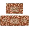 Artoid Mode Orange Flower Pumpkin Fall Kitchen Mats Set of 2, Autumn Home Decor Low-Profile Kitchen Rugs for Floor – 17×29 and 17×47 Inch(Orange)
