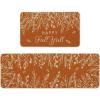 Artoid Mode Orange Hello Pumpkin Eucalyptus Fall Kitchen Mats Set of 2, Thanksgiving Home Decor Low-Profile Kitchen Rugs for Floor – 17×29 and 17×47 Inch