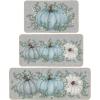 Artoid Mode Pumpkin Eucalyptus Fall Kitchen Mats Set of 2, Home Decor Low-Profile Kitchen Rugs for Floor – 17×29 and 17×47 Inch(Blue)