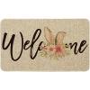 Artoid Mode Rabbit Flower Welcome Easter Doormat, Seasonal Spring Home Decor Low-Profile Switch Rug Door Mat Floor Mat for Indoor Outdoor 17×29 Inch
