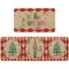 Artoid Mode Red Diamond Plaid Nutcracker Merry Christmas Kitchen Mats Set of 2, Winter Decor Low-Profile Kitchen Rugs for Floor – 17×29 and 17×47 Inch(Red)