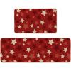 Artoid Mode Red Stars Patriotic 4TH of July Kitchen Mats Set of 2, Memorial Day Home Decor Kitchen Rugs for Floor – 17×29 and 17×47 Inch