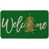 Artoid Mode Red Xmas Tree Christmas Welcome Doormat, Winter Home Decor Low-Profile Switch Rug Door Mat Floor Mat for Indoor Outdoor 17×29 Inch(Green)