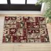 Artoid Mode Rustic Buffalo Deer Xmas Tree Snowflakes Christmas Door Mat, Winter Home Decor Low-Profile Non-Slip Washable Area Rug for Kitchen Entryway Bedroom Bathroom Laundry Room Indoor 2×3 Feet(Red/Beige)