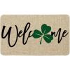 Artoid Mode Shamrock Welcome Doormat, Seasonal Holiday St. Patrick’s Day Low-Profile Yard Floor Switch Mat for Indoor Outdoor 17 x 29 Inch