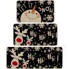 Artoid Mode Snowman Deer Let It Snow Snowflake Christmas Kitchen Mats Set of 2, Winter Decor Low-Profile Kitchen Rugs for Floor – 17×29 and 17×47 Inch(Black)