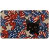 Artoid Mode Stars and Black Cat Patriotic 4TH of July Doormat, Memorial Day Home Decor Low-Profile Switch Rug Door Mat Floor Mat for Indoor Outdoor 17×29 Inch