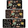 Artoid Mode The Kitchen is The Heart of The Home Kitchen Mats Set of 2, Seasonal Cooking Sets Holiday Party Low-Profile Floor Mat for Home Kitchen – 17×29 and 17×47 Inch(Black)