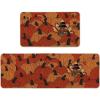 Artoid Mode Turkey Pumpkins Thanksgiving Kitchen Mats Set of 2, Home Decor Low-Profile Kitchen Rugs for Floor – 17×29 and 17×47 Inch
