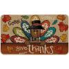 Artoid Mode Turkey Thanksgiving Doormat, Give Thanks Gobble Home Decor Low-Profile Switch Rug Door Mat Floor Mat for Indoor Outdoor 17×29 Inch