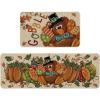 Artoid Mode Turkey Thanksgiving Kitchen Mats Set of 2, Gobble Pumpkin Maple Leaves Home Decor Low-Profile Kitchen Rugs for Floor – 17×29 and 17×47 Inch