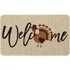 Artoid Mode Turkey Thanksgiving Welcome Doormat, Thanksful Home Decor Low-Profile Switch Rug Door Mat Floor Mat for Indoor Outdoor 17×29 Inch(Beige)