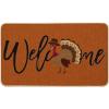 Artoid Mode Turkey Thanksgiving Welcome Doormat, Thanksful Home Decor Low-Profile Switch Rug Door Mat Floor Mat for Indoor Outdoor 17×29 Inch(Orange)