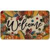 Artoid Mode Turkey Welcome Thanksgiving Doormat, Thanksful Pumpkin Corn Home Decor Low-Profile Switch Rug Door Mat Floor Mat for Indoor Outdoor 17×29 Inch