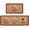Artoid Mode Vintage Mushroom Bird Pumpkin Fall Kitchen Mats Set of 2, Autumn Home Decor Low-Profile Kitchen Rugs for Floor – 17×29 and 17×47 Inch