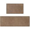 Artoid Mode Washable Non Slip Kitchen Rugs and Mats Set of 2, Rubber Backing Absorbent Kitchen Mats for Floor Front of Sink – 17×29 and 17×47 Inch(Coffee)