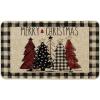 Artoid Mode Watercolor Buffalo Plaid Christmas Trees Welcome Decorative Doormat, Seasonal Winter Low-Profile Rug Switch Mat for Indoor Outdoor 17×29 Inch(Black/Beige)