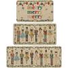 Artoid Mode Watercolor Nutcrackers Merry Christmas Decorative Kitchen Mats Set of 2, Home Party Low-Profile Kitchen Rugs – 17×29 and 17×47 Inch(Beige)