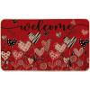 Artoid Mode Welcome Love Bowknot Valentine’s Day Doormat, Home Decor Low-Profile Switch Rug Door Mat for Indoor Outdoor 17×29 Inch(Red)
