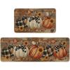 Artoid Mode Wood Beads Pumpkin Sunflower Fall Kitchen Mats Set of 2, Autumn Home Decor Low-Profile Kitchen Rugs for Floor – 17×29 and 17×47 Inch