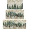 Artoid Mode Xmas Trees Deer Snowflakes Christmas Kitchen Mats Set of 2, Winter Home Decor Low-Profile Kitchen Rugs for Floor – 17×29 and 17×47 Inch(Green)
