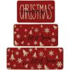Artoid Mode Xmas Trees Snowflake Let It Snow Merry Christmas Kitchen Mats Set of 2, Winter Decor Low-Profile Kitchen Rugs – 17×29 and 17×47 Inch(Red)
