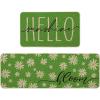 Artoid Mode Yellow Daisy Hello Sunshine Bloom Spring Kitchen Mats Set of 2, Home Decor Low-Profile Kitchen Rugs for Floor – 17×29 and 17×47 Inch(Green)