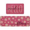 Artoid Mode Yellow Daisy Hello Sunshine Bloom Spring Kitchen Mats Set of 2, Home Decor Low-Profile Kitchen Rugs for Floor – 17×29 and 17×47 Inch(Pink)