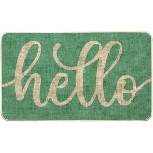 Artoid Mode Balck Hello Halloween Doormat, Home Decor Low-Profile Switch Rug Door Mat Floor Mat for Indoor Outdoor 17×29 Inch(Aqua)