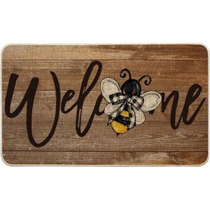 Artoid Mode Bee Welcome Spring Doormat, Home Summer Decor Low-Profile Switch Rug Door Mat Floor Mat for Indoor Outdoor 17×29 Inch(Brown)
