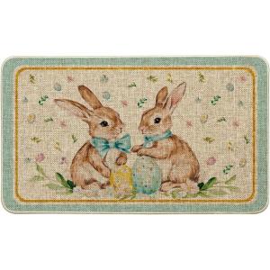 Artoid Mode Colorful Eggs Rabbits Bunny Flower Easter Doormat, Home Decor Low-Profile Switch Rug Door Mat Floor Mat for Indoor Outdoor 17×29 Inch
