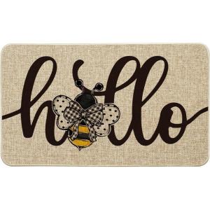 Artoid Mode Hello Bee Summer Doormat, Home Decor Low-Profile Switch Rug Door Mat Floor Mat for Indoor Outdoor 17×29 Inch(Beige)