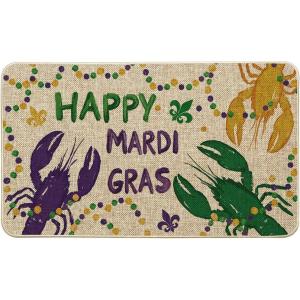 Artoid Mode Irises Lobster Happy Mardi Gras Doormat, Carnival Home Decor Low-Profile Switch Rug Door Mat Floor Mat for Indoor Outdoor 17×29 Inch