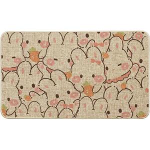 Artoid Mode Pink Bunny Carrot Easter Doormat, Cute Rabbits Home Decor Low-Profile Switch Rug Door Mat Floor Mat for Indoor Outdoor 17×29 Inch DM085
