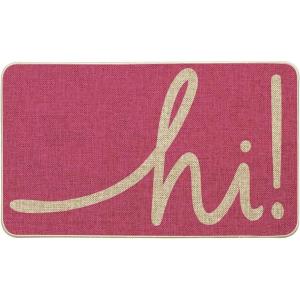 Artoid Mode Red Hi Valentine’s Day Doormat, Daily Home Decor Low-Profile Switch Rug Welcome Door Mat Floor Mat for Indoor Outdoor 17×29 Inch(Pink)