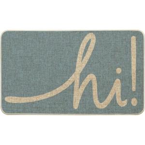 Artoid Mode Red Hi Valentine’s Day Doormat, Daily Home Decor Low-Profile Switch Rug Welcome Door Mat Floor Mat for Indoor Outdoor 17×29 Inch(Sky Blue)