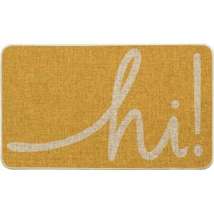 Artoid Mode Red Hi Valentine’s Day Doormat, Daily Home Decor Low-Profile Switch Rug Welcome Door Mat Floor Mat for Indoor Outdoor 17×29 Inch(Yellow)